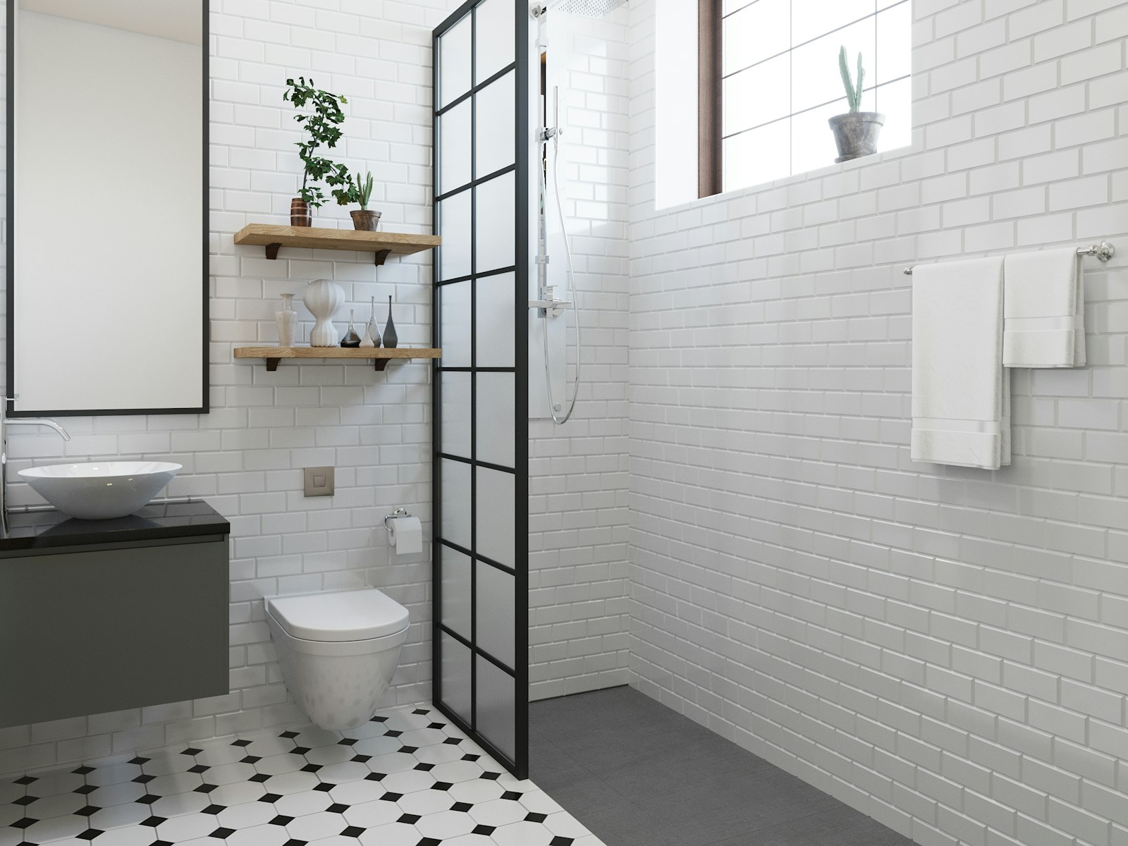 Loft Grid Mat Siyah Çıtalı Bölmeli Kabin